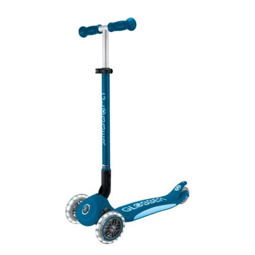 GLOBBER PRIMO FOLDABLE PLUS LIGHT MONOPATTINO PIEGHEVOLE CON LUCI - PETRO BLUE/PASTEL BLUE