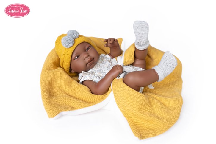 BAMBOLOTTO NEONATO CON COPERTINA GIALLO SENAPE